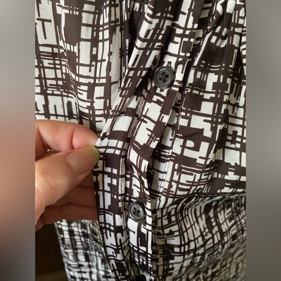 DANA BUCHMAN Romantic Getaway cattail Brown & White Blouse Top size XL - Picture 12 of 13